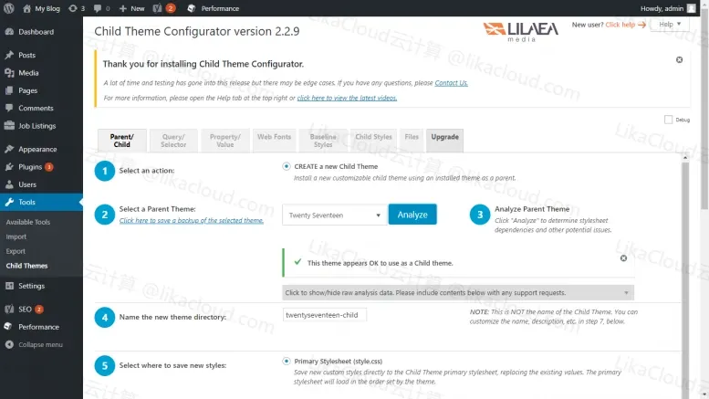 如何创建 WordPress 子主题 - LikaCloud云计算
