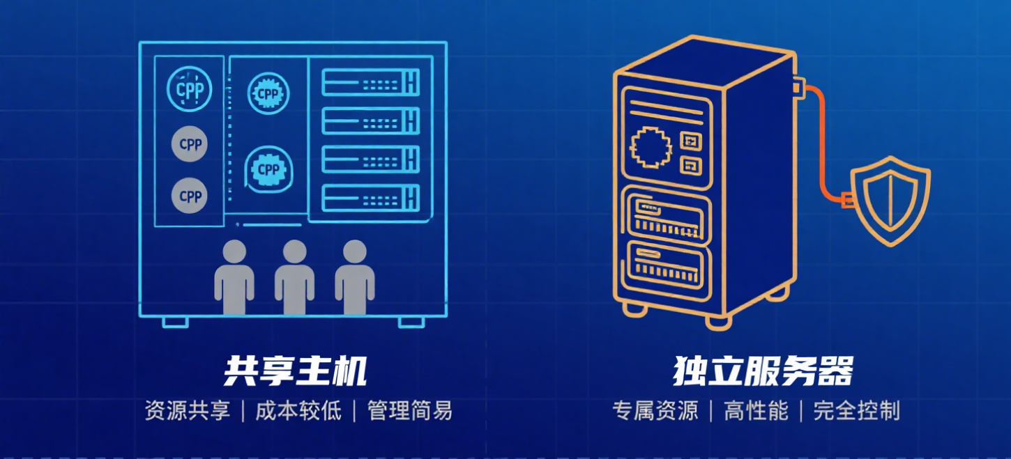 共享主机与独立服务器：正面对比
