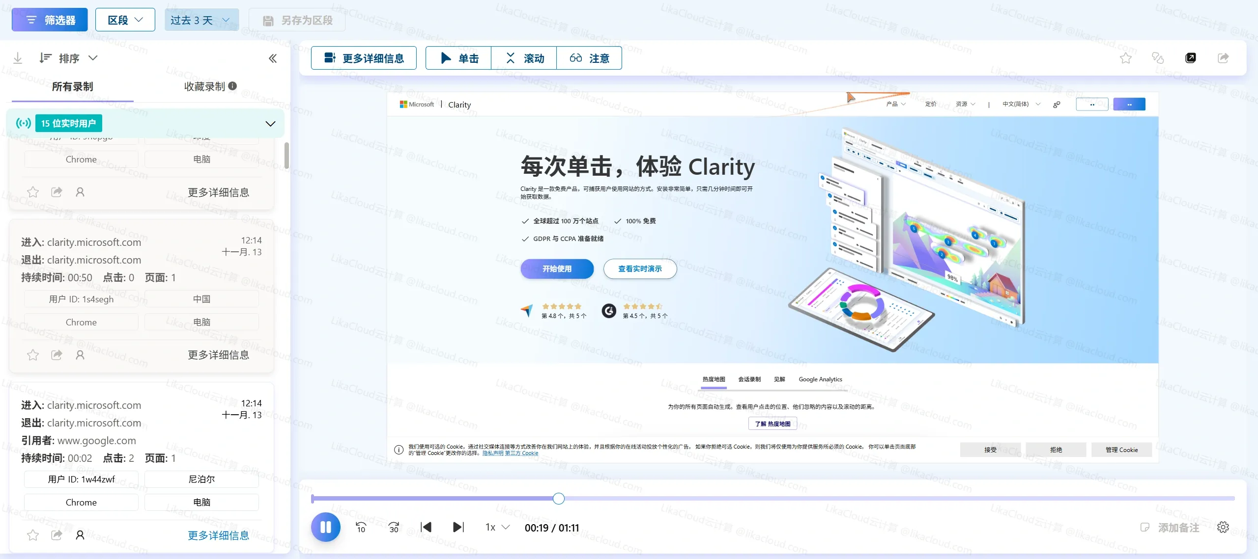 告别数据黑洞！微软 Clarity 网站统计分析工具：免费、强大的用户行为分析神器，让你真正看懂用户 - LikaCloud云计算